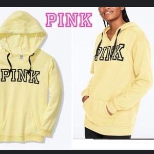 Pink Brand pull over v-neck hoodie Yellow